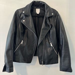 Faux Leather Biker Jacket - H&M - size 12